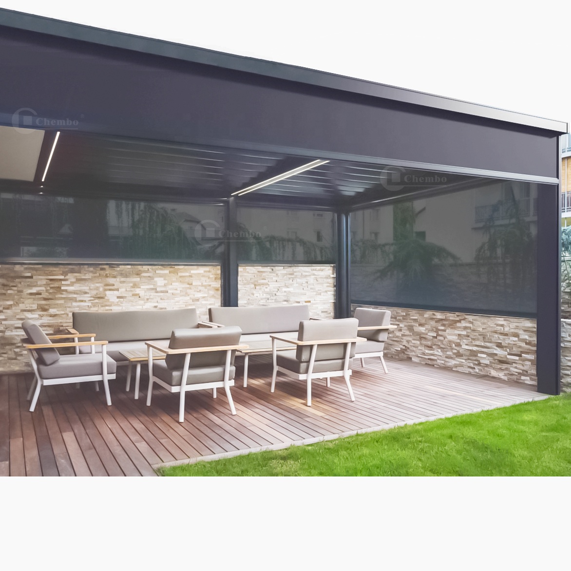 Outdoor Power Blinds - Inteligentne sterowanie Wodoodporne zewnętrzne rolety Aluminiowe,
